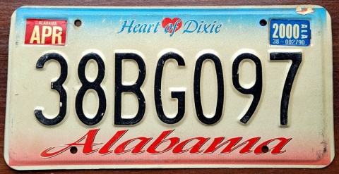 Alabama 2000 - tablica z USA