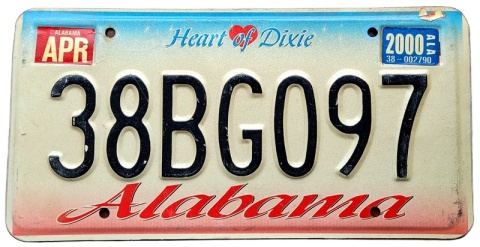 Alabama 2000 - tablica z USA