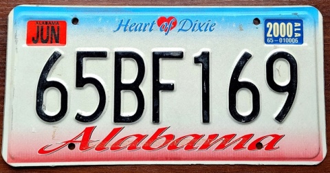Alabama 2000 - tablica z USA