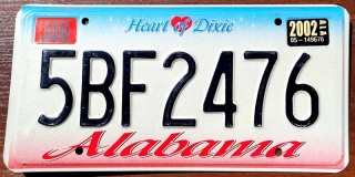 Alabama 2002 - tablica z USA