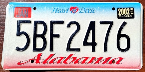 Alabama 2002 - tablica z USA