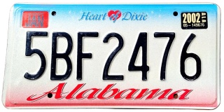 Alabama 2002 - tablica z USA