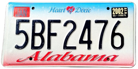 Alabama 2002 - tablica z USA