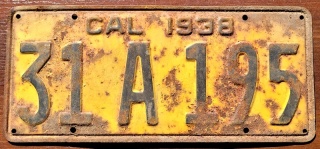 California 1938 - tablica z USA