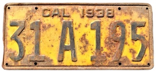 California 1938 - tablica z USA