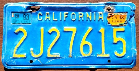 California 1998 - tablica z USA
