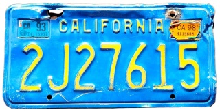 California 1998 - tablica z USA
