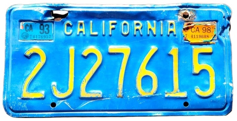 California 1998 - tablica z USA