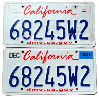 California 2024 para - tablice z USA