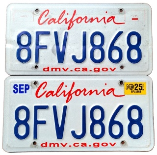 California 2025 para - tablice z USA