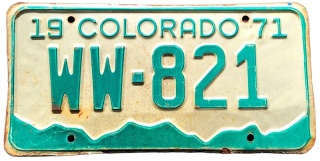 Colorado 1971 - tablica z USA