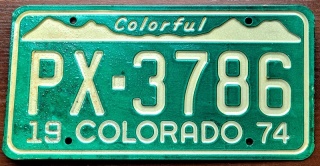 Colorado 1974 - tablica z USA