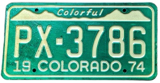 Colorado 1974 - tablica z USA