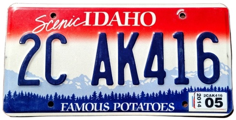 Idaho 2014 - tablica z USA
