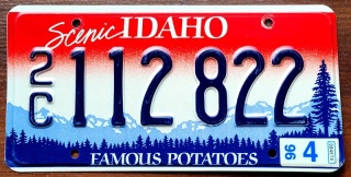 Idaho 1996 - tablica z USA