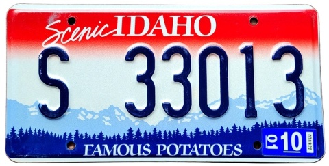 Idaho 2001 - tablica z USA