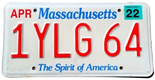 Massachusetts 2022 - tablica z USA