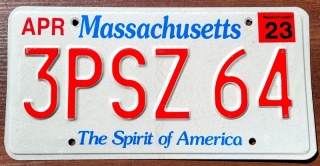 Massachusetts 2023 - tablica z USA