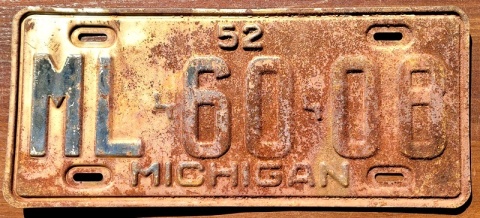 Michigan 1952 - tablica z USA