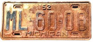 Michigan 1952 - tablica z USA
