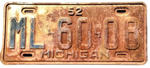 Michigan 1952 - tablica z USA