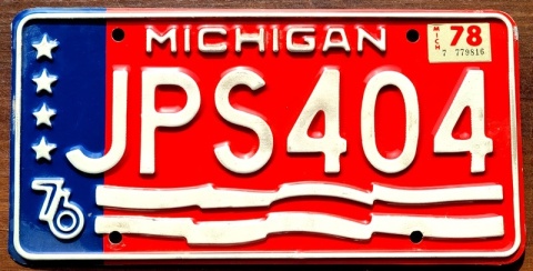 Michigan 1976/78 - tablica z USA