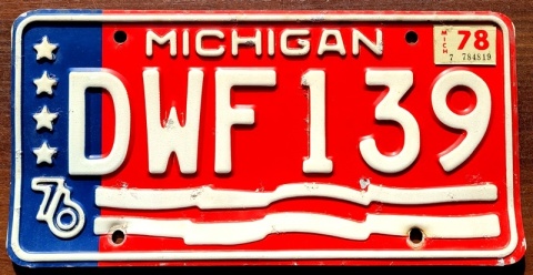 Michigan 1976/78 - tablica z USA