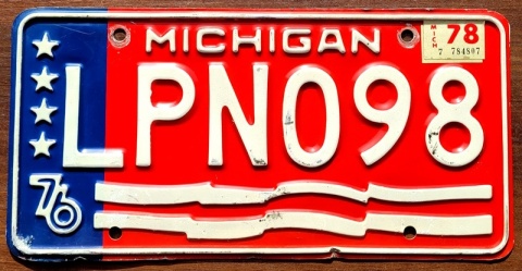 Michigan 1976/78 - tablica z USA