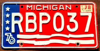 Michigan 1976/78 - tablica z USA
