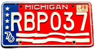 Michigan 1976/78 - tablica z USA