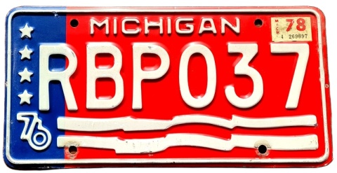 Michigan 1976/78 - tablica z USA