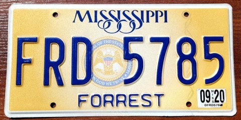Mississippi 2020 - tablica z USA