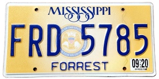Mississippi 2020 - tablica z USA