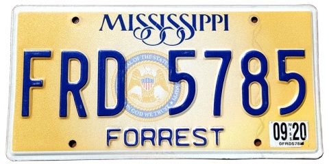 Mississippi 2020 - tablica z USA
