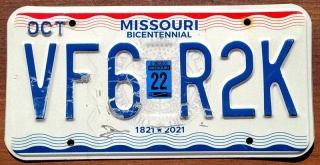 Missouri 2022 - tablica z USA