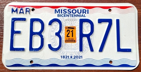 Missouri 2021 - tablica z USA