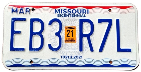 Missouri 2021 - tablica z USA