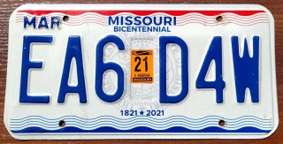 Missouri 2021- tablica z USA