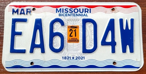 Missouri 2021- tablica z USA