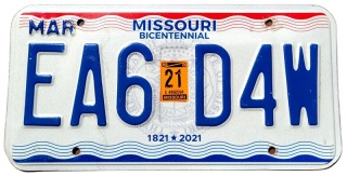 Missouri 2021- tablica z USA