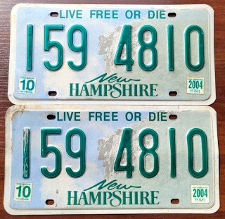 New Hampshire 2004 para - tablice z USA