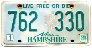 New Hampshire 2016 - tablica z USA