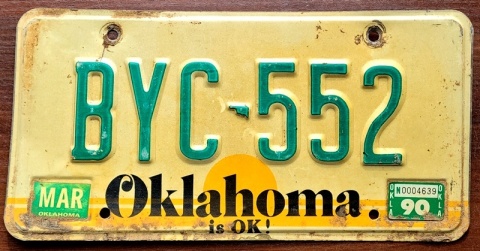 Oklahoma 1990 - tablica z USA