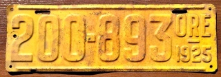 Oregon 1925 - tablica z USA