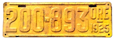 Oregon 1925 - tablica z USA