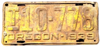Oregon 1939 - tablica z USA