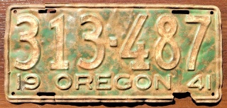 Oregon 1941 - tablica z USA