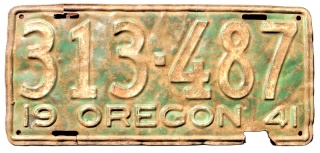 Oregon 1941 - tablica z USA