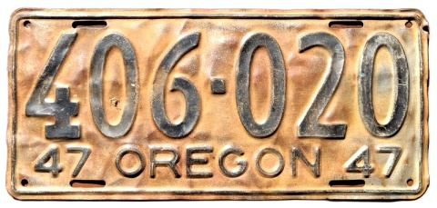 Oregon 1947 - tablica z USA