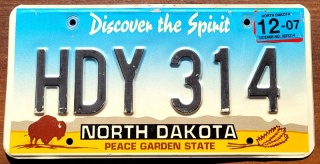 North Dakota 2007 - tablica z USA